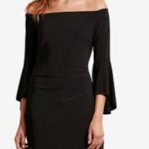 Lauren Ralph Lauren Black off-the-shoulder Dress Bell Sleeves Size 12
